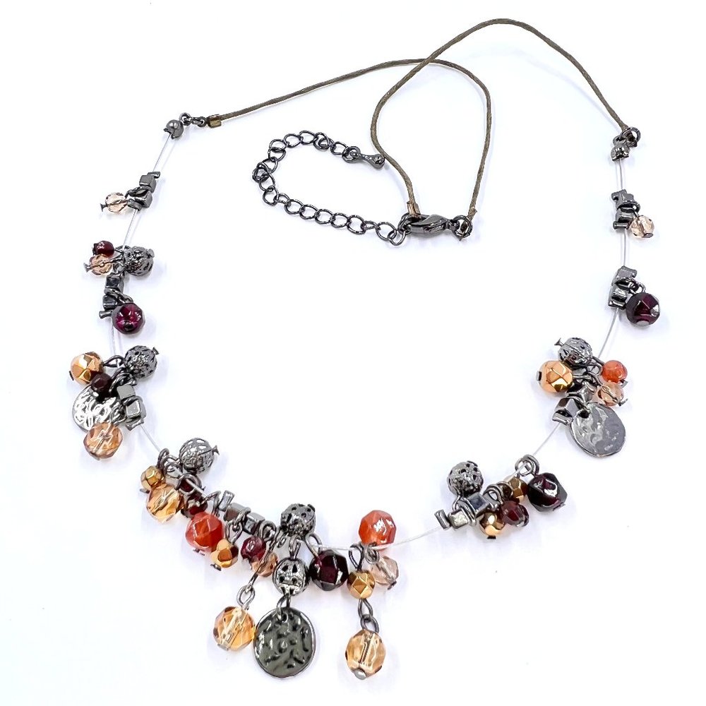 NWT - CJ Banks - Sweet BOHO Style Simple Dangle Gunmetal Tone 18” Necklace